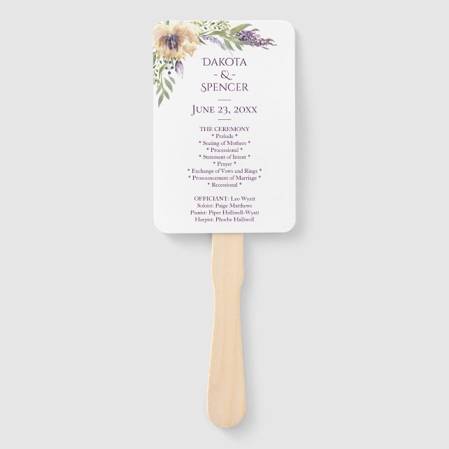 Leque Cerimônia de Casamento de Anemone Greenery Floral  (Frente)