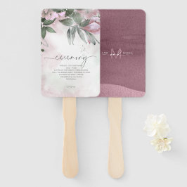 Leque Cerimônia de Casamento Floral da Caligrafia Mauve 