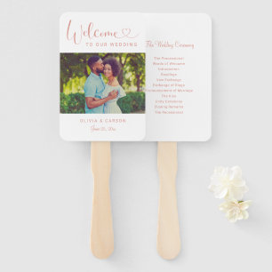 Leque Cerimônia de Foto de Casamento de Script de Coraçã