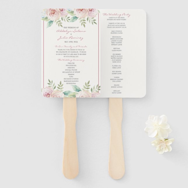 Leque Cerimônia Pró de Casamento por Aquarela de Primave (Frente e Verso)