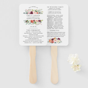 Leque Cerimônia Rustic Burgundy Blush Fall Floral