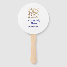 Leque chá de fraldas azul real arco brilhante ouro