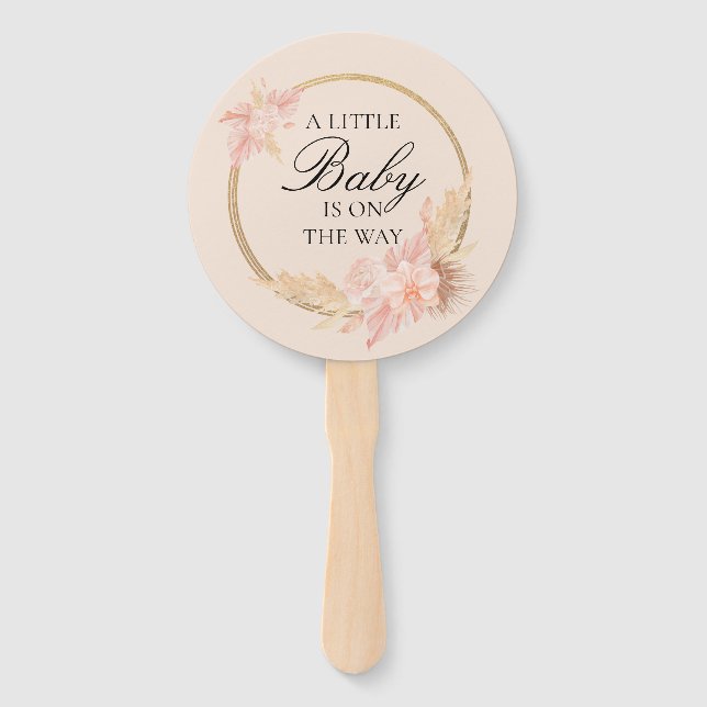 Leque Chá de fraldas Cor Floral Boho Rosa (Frente)