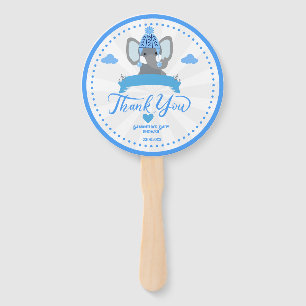 Leque Chá de fraldas de Elefante Azul Personalizado
