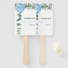 Leque Chá de fraldas de eucalipto com balões verdes