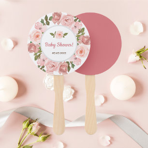 Leque Chá de fraldas Floral de Rosa para Aquarela