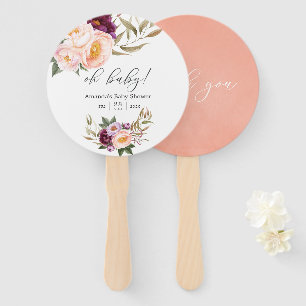 Leque Chá de fraldas Floral Peach e Burgundy