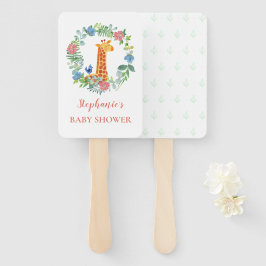 Leque Chá de fraldas Giraffe Floral Wreath Personalizado