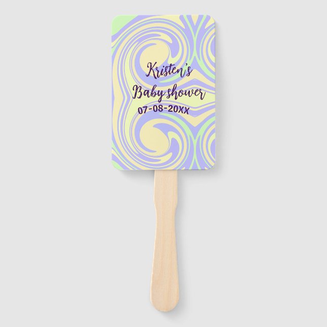 Leque Chá de fraldas verde roxo de boho marble moderno (Frente)