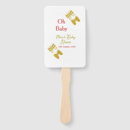 Leque chá de fraldas vermelho da borboleta ouro oh bebê