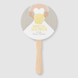 Leque Chá de panela amarelo rosa branco vestido personal