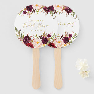Leque Chá de panela de Script Dourado Floral Burgundy