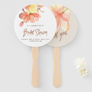 Leque Chá de panela floral verde-rosa de aquarela de ver