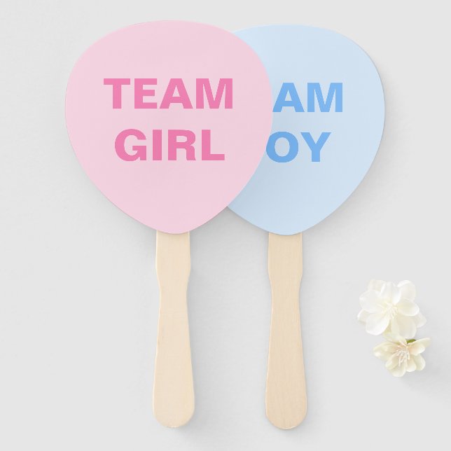 Leque Chá de Revelação de Gênero do Team Boy ou Team Gir (Frente e Verso)