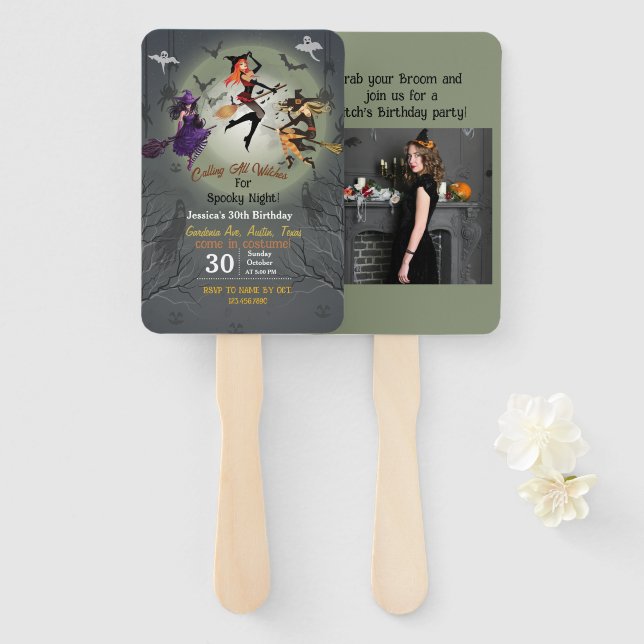Leque Chamando todas as bruxas de aniversário de 30 anos
