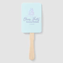 Leque Cheers forty happy birthday cake blue purple name 