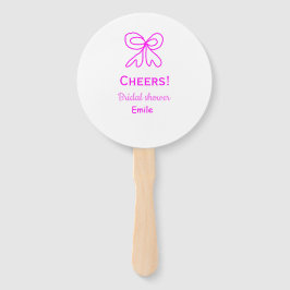 Leque Cheers purple pink bow bridal shower add name 