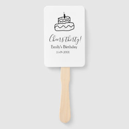 Leque Cheers thirty birthday cake black scribble hand