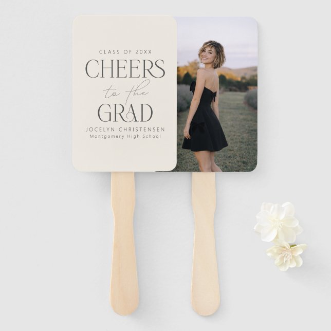 Leque Cheers to the Grad Personalized Photo Graduation (Frente e Verso)