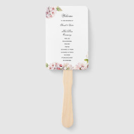 Leque Cherry Blossom Wedding Program Hand Fan