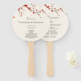 Leque Cherry Blossoms Floral Weding Program Fan