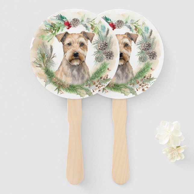 Leque Chesapeake Bay Terrier Wreath de Natal Festivo (Frente e Verso)