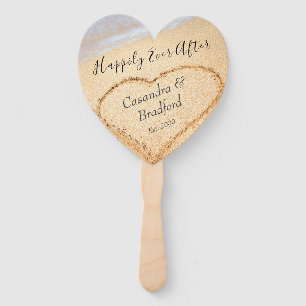 Leque Chic Blush Pink Beach Casamento Heart Sand Favor