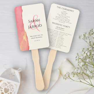 Leque Chic Coral - Conjunto de Ventiladores de Casamento