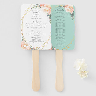 Leque Chic Floral Blush Dourado Mint Green Wedment Progr