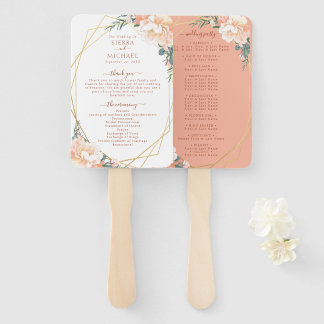 Leque Chic Floral Blush Dourado Terracotta Wedment Progr