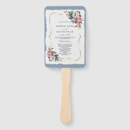 Leque Chic Misty Rosa Dusty Blue Floral Weding Program