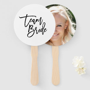 Leque Chic Trendy Black Brush Script Team Bride
