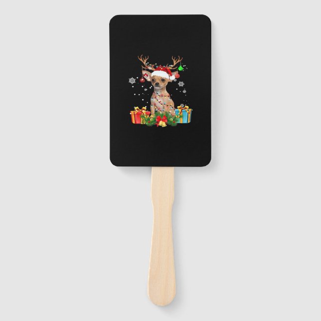 Leque Chihuahua Christmas Lights Santa Oversized T-Shirt (Frente)