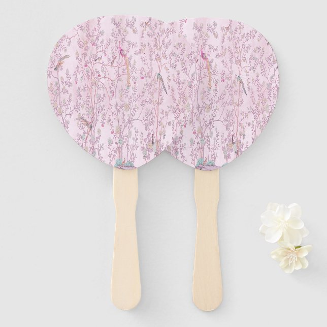 Leque Chinoiserie Rosa (Frente e Verso)