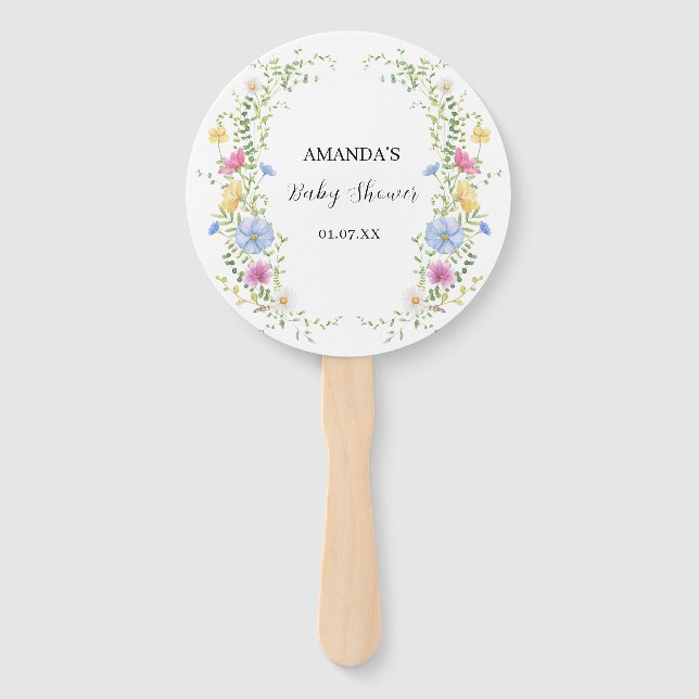 Leque Chuva de Bebê Flores Silvestres Elegantes (Frente)