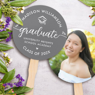 Leque Cinza 1 Graduação de Fotografias Boné de Corações