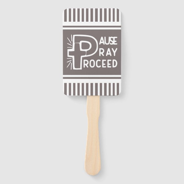 Leque cinza de argila para pausa rezar para cristão (Frente)