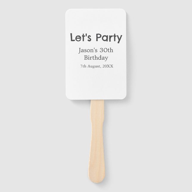 Leque cinza simples aniversário de 30 anos vamos da fest (Frente)