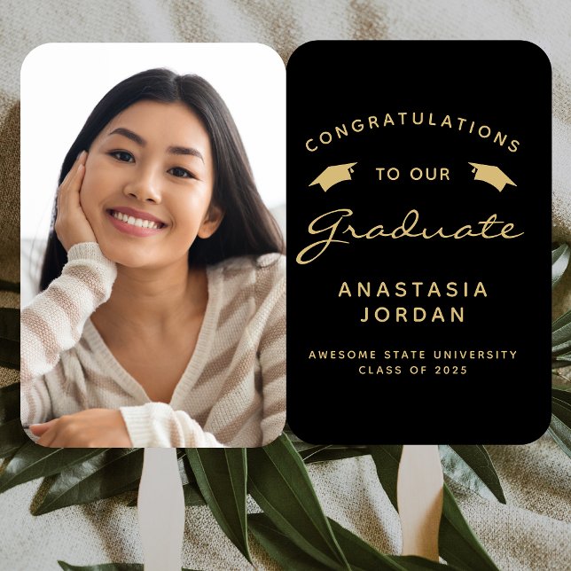 Leque Classe de Graduação Dourada de Foto Preta 2025 (Criador carregado)