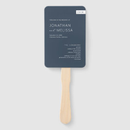 Leque Clássico Programa de Casamento de Marinho Azul Mon