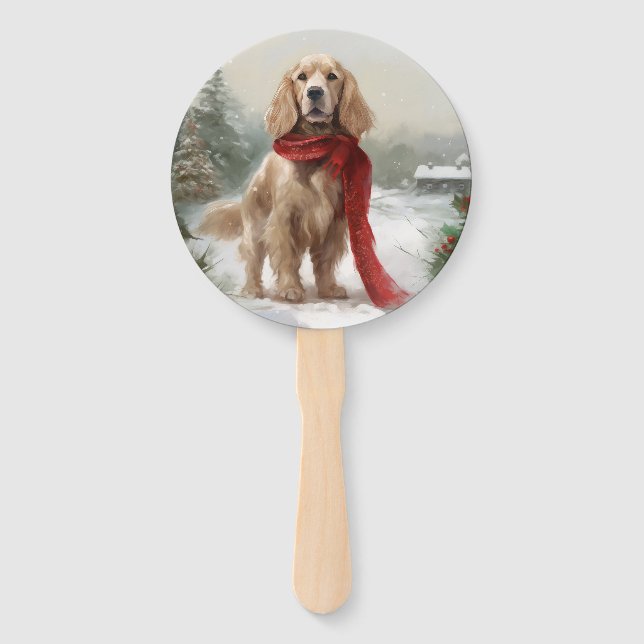 Leque Cocker Spaniel no Natal na Neve (Frente)