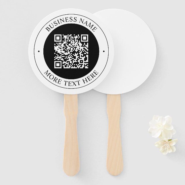 Leque Código QR com Nome da Empresa Texto Circular Editá (Frente e Verso)