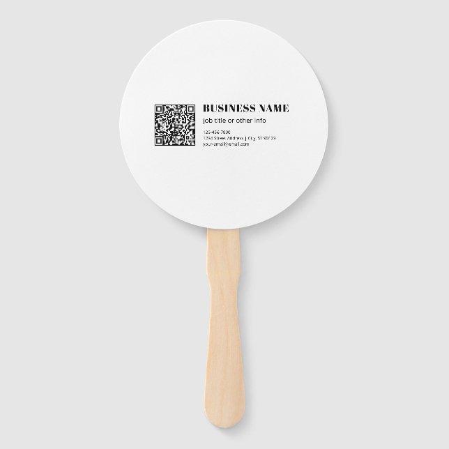 Leque Código QR comercial & Texto retrô-moderno editável (Frente)