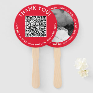 Leque Código QR de Contato Digital Branco Vermelho Simpl