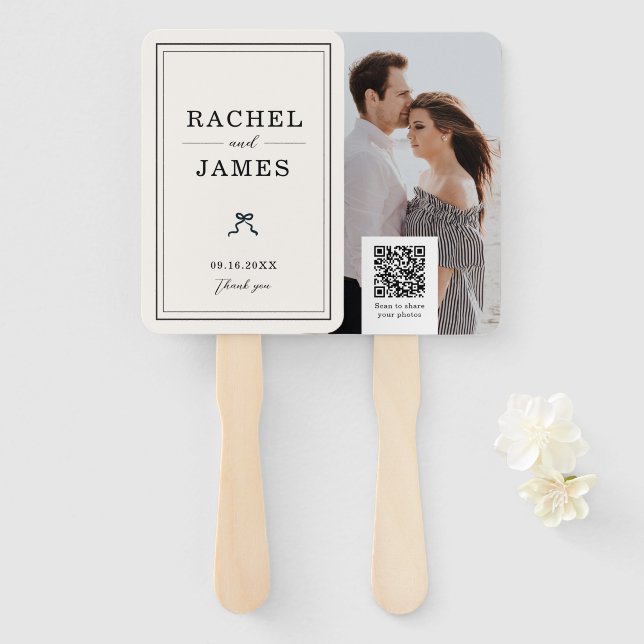Leque Código QR de Foto de Casamento Personalizado Arco  (Frente e Verso)