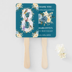 Leque Colagem de Foto Teal Blue Yellow Fllower 8º Aniver