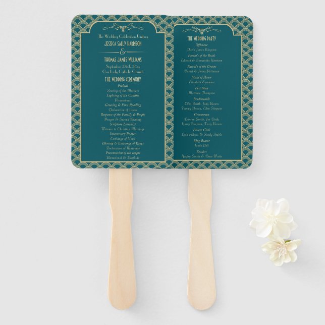 Leque Coleção de Casamentos Art Deco Gatsby, de 1920 (Frente e Verso)