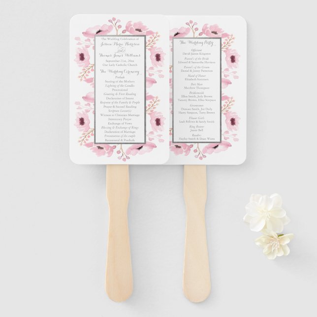 Leque Coleção de Casamentos Florais de primavera Pinks W (Frente e Verso)