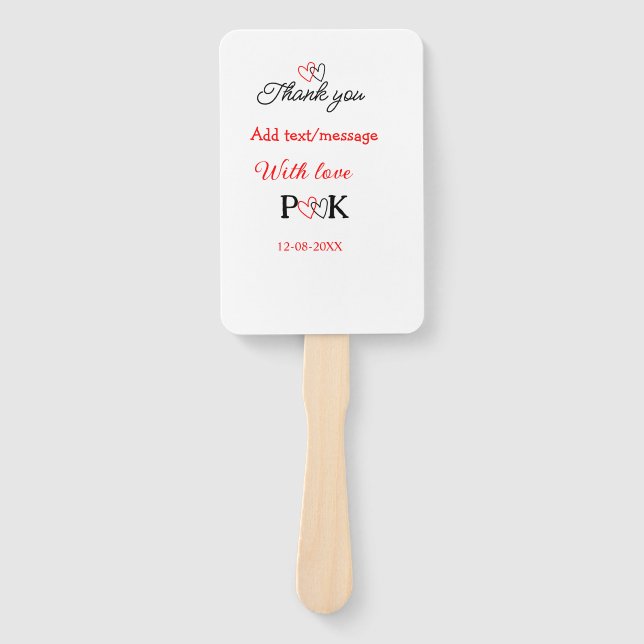 Leque Com amor adicione o nome do casal obrigado que voc (Frente)