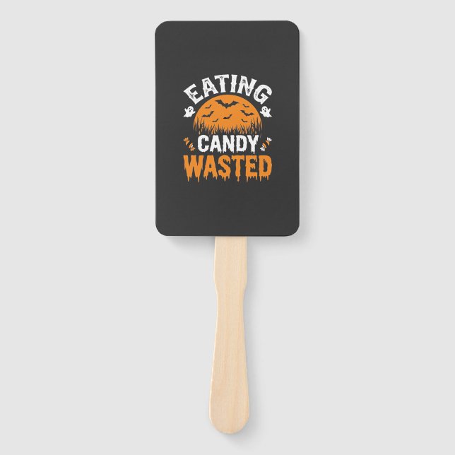 Leque Comendo Doce Desperdiçou o Design de Halloween_1 (Frente)